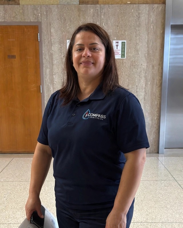 Founder & Owner of Compass Janitorial in company uniform